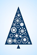 Pine Tree Snowflakes - Blue